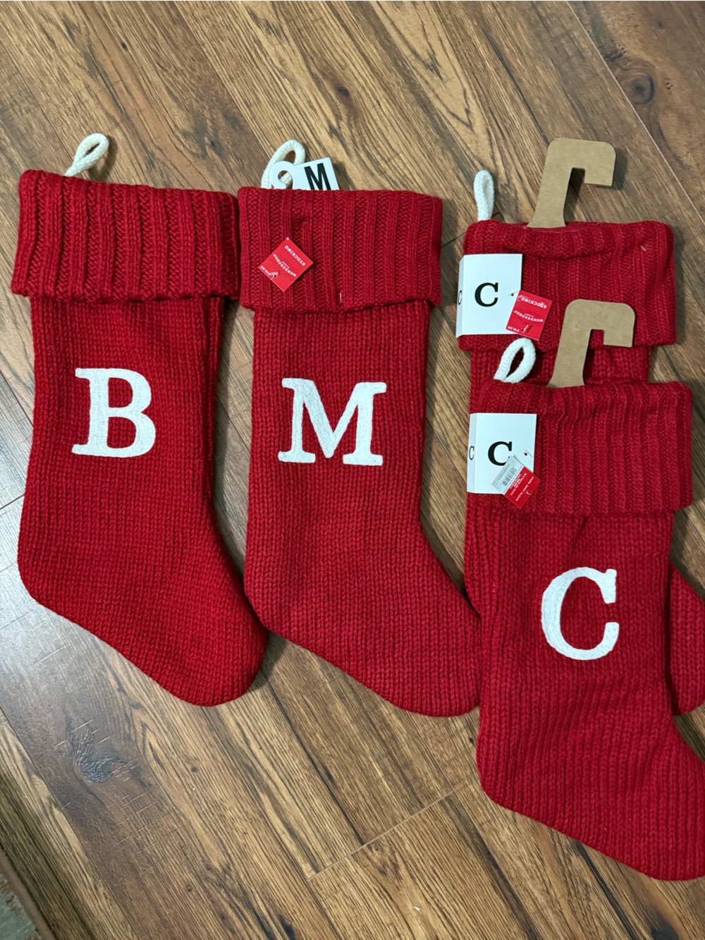 Wondershop Red Knit Monogram Christmas Stockings (B, M, C)